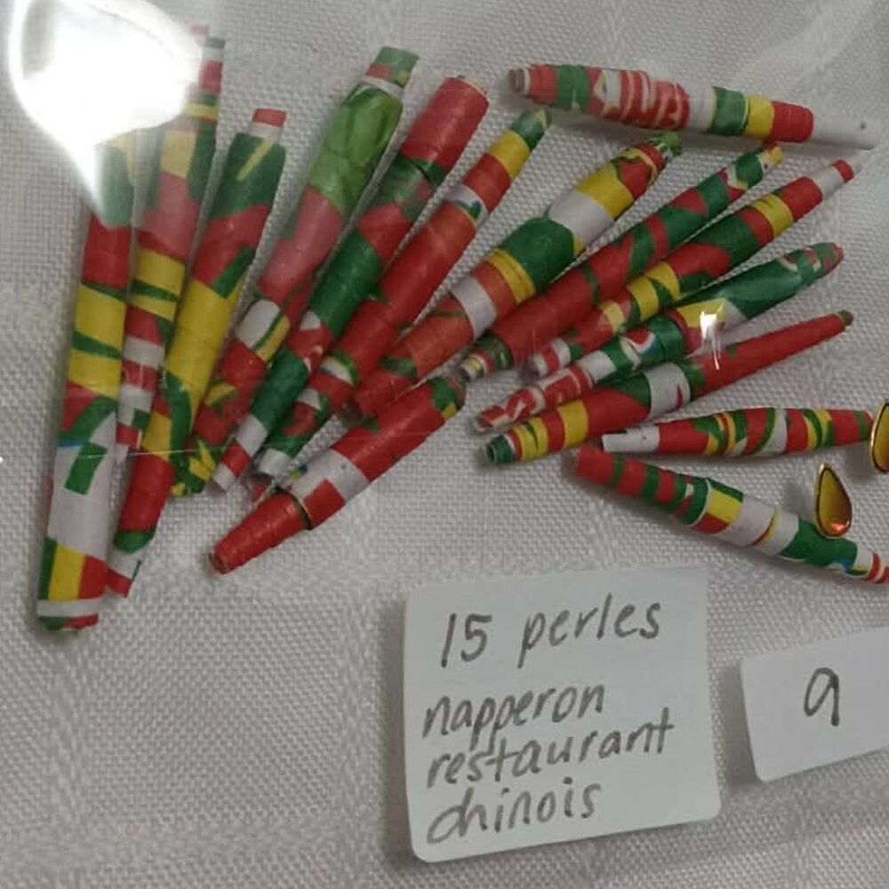 One-of-a-kind handmade/hand rolled paper beads/jewelry making/craft supplies/DIY